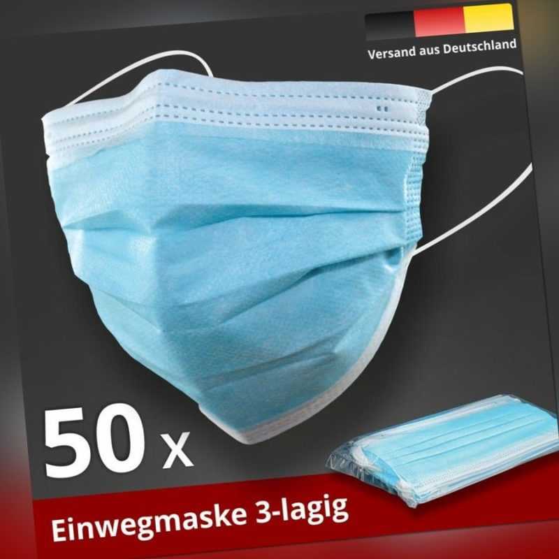 50 Stück Einwegmaske 3-lagig Mundschutz Atemschutz Gesichtsmaske OP-Maske