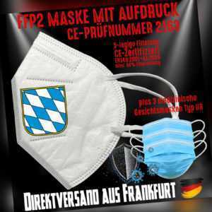 FFP2 Atemschutzmaske Mundschutz Bayern Wappen + 3 Medizinische Masken Bundle