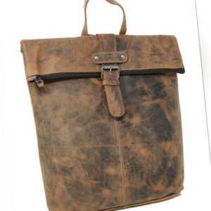 Vintage Lederrucksack City Bag Rucksack Tasche Echtleder Roll Top Damen Herren