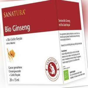 Sanatura Bio Ginseng, 20 Ampullen á 15 ml, mit Gelée Royale ohne Alkohol