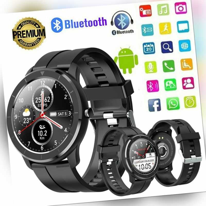 Android IOS Smartwatch IP68 Sportuhr Armband Blutdruck Fitness Tracker Schwarz