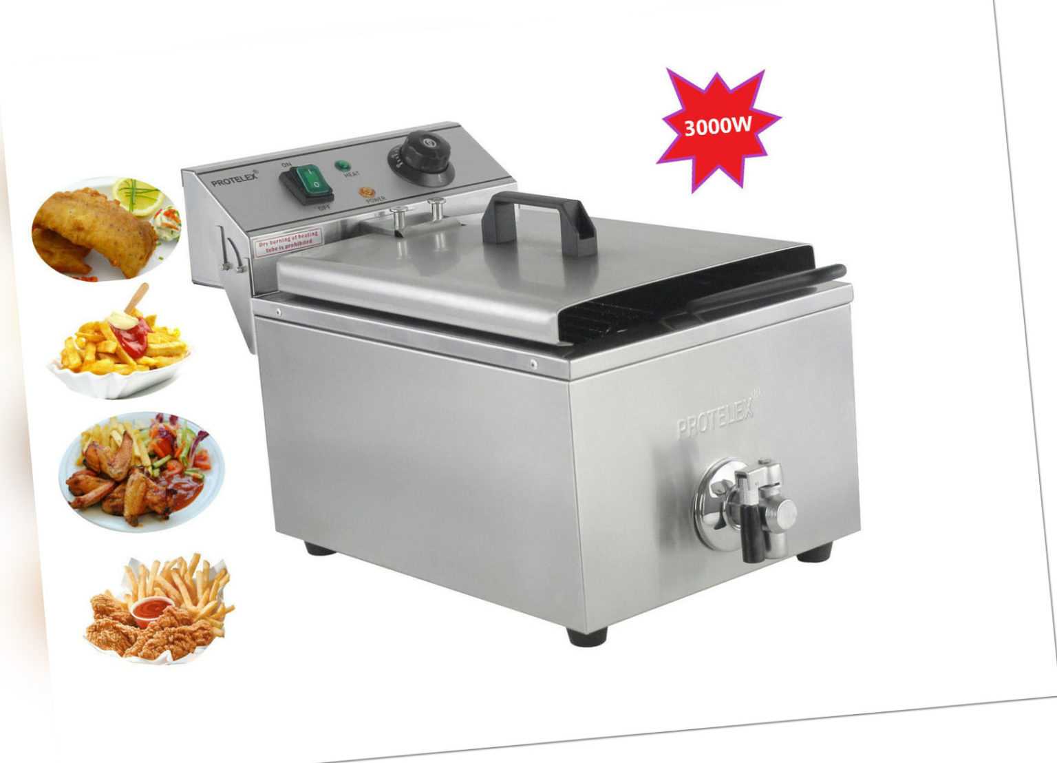 Profi Edelstahl Gastronomie Imbiss Elekto Friteuse Fritteuse Fritöse 10L 3000W