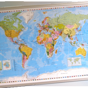 Weltkarte Pinnwand XL mit Alurahmen DEUTSCH Pinwand Pinnboard Korkboard World