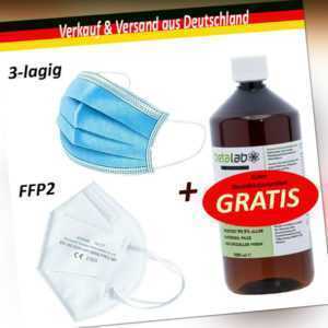 OP Mundschutz 3-lagig / FFP2  Atemschutz Maske + GRATIS 1L Desinfektionsmittel