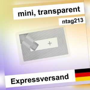 1-40 Stk. mini transparente NFC ntag213 Tag Sticker, wet inlay tags, Android iOS