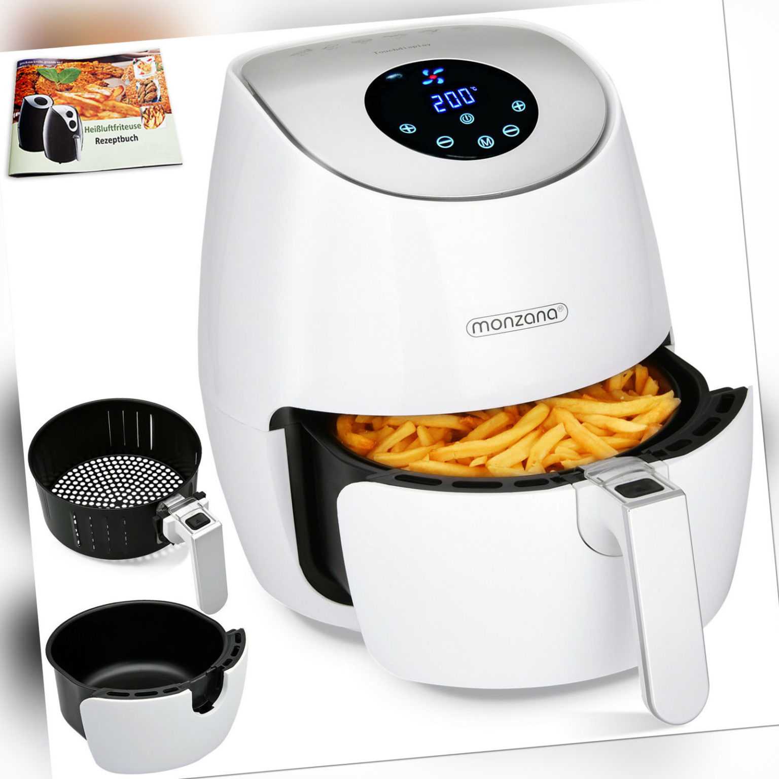 monzana® Heißluftfritteuse 3,6L Fritteuse Touchdisplay Heißluftfriteuse Friteuse