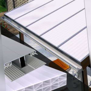 Terrassenüberdachung mit Polycarbonat Stegplatten 16 mm opal UV 5X-Struktur