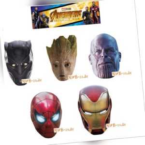 Rubies Infinity War Card Mask - Pappmaske, Iron Man Groot Panther Thanos Spider