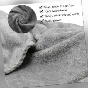 Kuscheldecke Wende Decke grau Wohndecke Couch 220x240cm