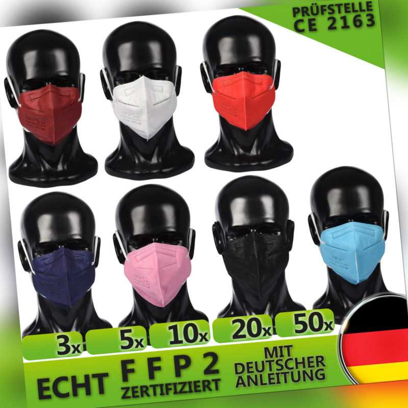 3-50x FFP2 Masken Mundschutz 5 lagig Masken Schutzmasken Schwarz Weiß NEUWARE