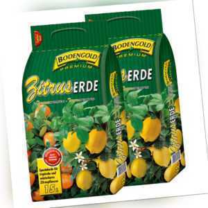 2 Sack Zitruserde 30 Liter Bodengold Premium Citrus-Spezialerde Blumenerde 30 L