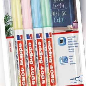 4x Edding Kreidemarker 4085 Kreidestift Fensterkreide Farbset Pastell 1-2 mm