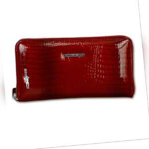 Handgelenktasche Geldbörse 2in1 CrocoStyle Leder rot Portemonnaie Clutch OTJ505R