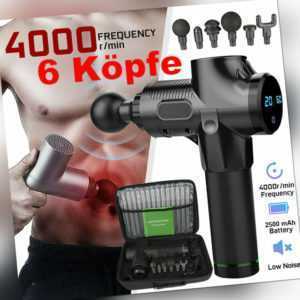 LCD Electric Massage Gun Massagepistole Massager Muscle Massagegerät 6 Köpfe EU