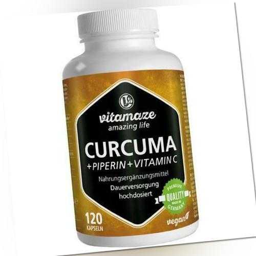 CURCUMA+PIPERIN+Vitamin C vegan Kapseln 120 St PZN 12580511