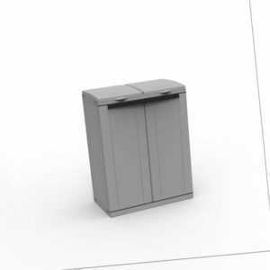 Gartenschrank Kunststoffschrank Gartenbox Müllbox mit Müllsackhalter Grau XL