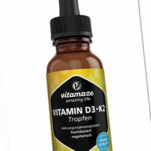 (€33,94/100ml) Vitamin D3 + K2 Tropfen hochdosiert & vegetarisch, 50 ml