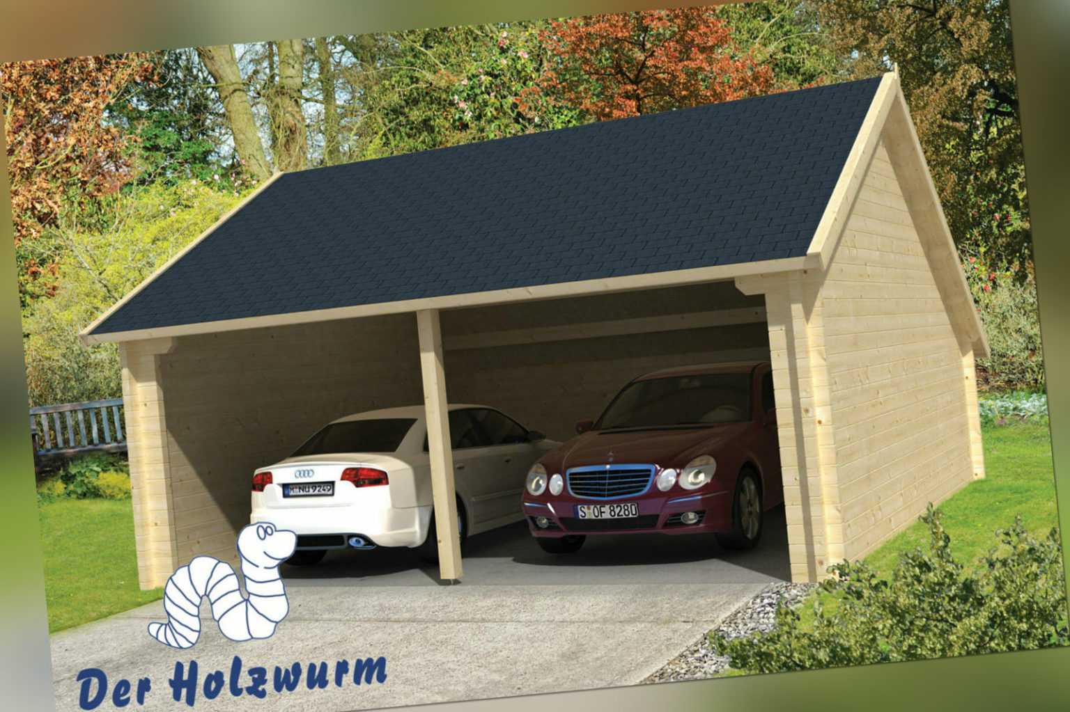 70mm Garage 600x600cm Garage Holz Einzelcarport Unterstand Haus Carport Schuppen