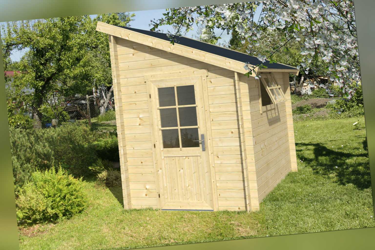 Anbauschuppen Jura Gerätehaus Holzhaus Schuppen 200 x 295 cm 28 mm Holz Neu