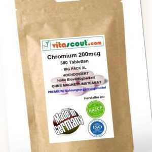 Chromium Picolinate 200mcg - 380 Tabletten - OHNE MAGNESIUMSTEARAT - MADE IN GER
