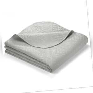 Tagesdecke Überwurf 100% Polyester grau mit Lochsteppung
