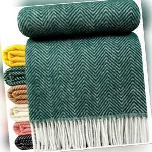 Wolldecke 100% Schurwolle Wohndecke Plaid in versch.Farben 140 x