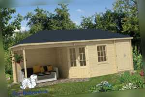 Gartenhaus Olson ISO Blockhaus 705x300cm Holzhaus 44mm Anbauschuppen Unterstand