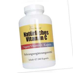 Natürliches Vitamin C - 240 Kapseln aus Acerola u Hagebutte Vegan Premium