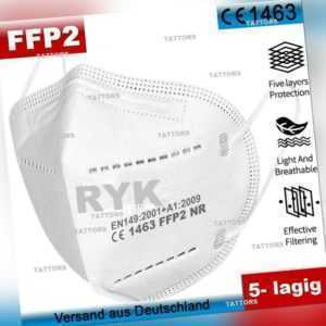 FFP2 NR Mundschutz 97% CE Zertifiziert Masken Mund Nasen Schutz Atemschutz 5-lag