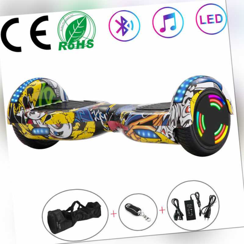 Hoverboard 6,5" Hip-Hop Elektro Scooter Bluetooth LED E-skateboard Für Kinder