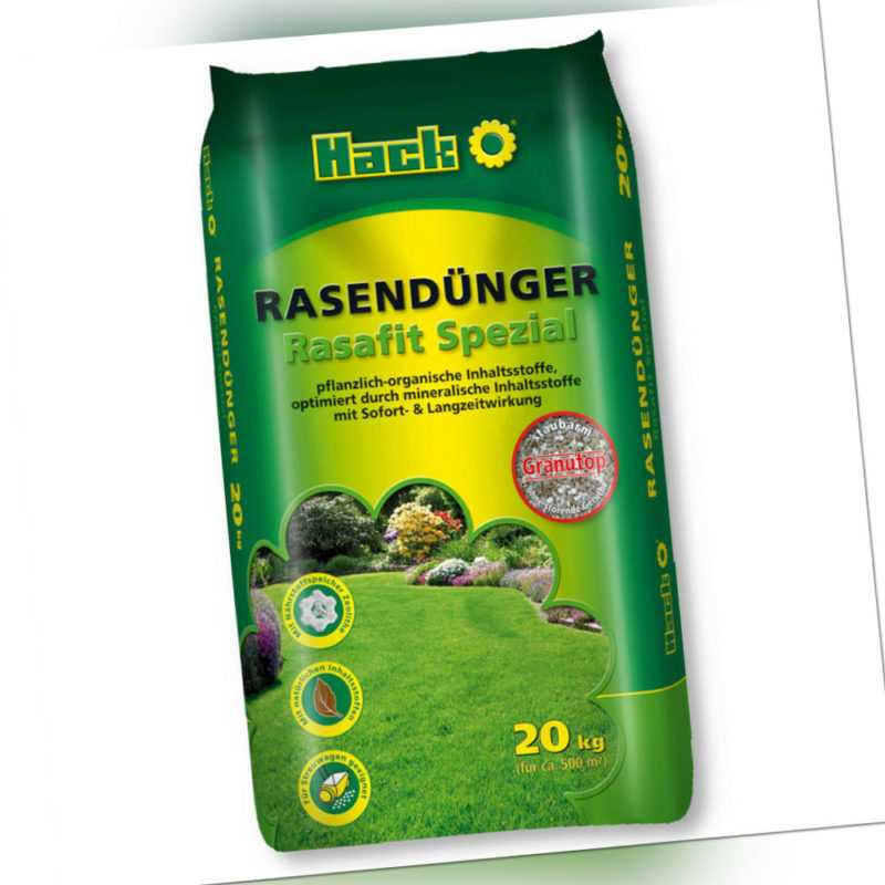 HACK Rasendünger Rasafit Spezial 20 Kg Frühjahrsdünger Sommerdünger Langzeit