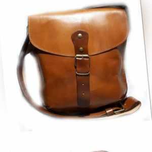 tracolla pelle borsa vero cuoio artigianale qualita' 25x28 cm  larga cm 4