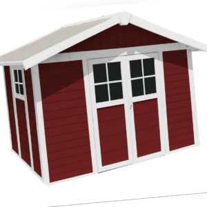 Grosfillex Gartenhaus Metall Gerätehaus Fahrrad Geräteschuppen DECO 7,5 m² rot