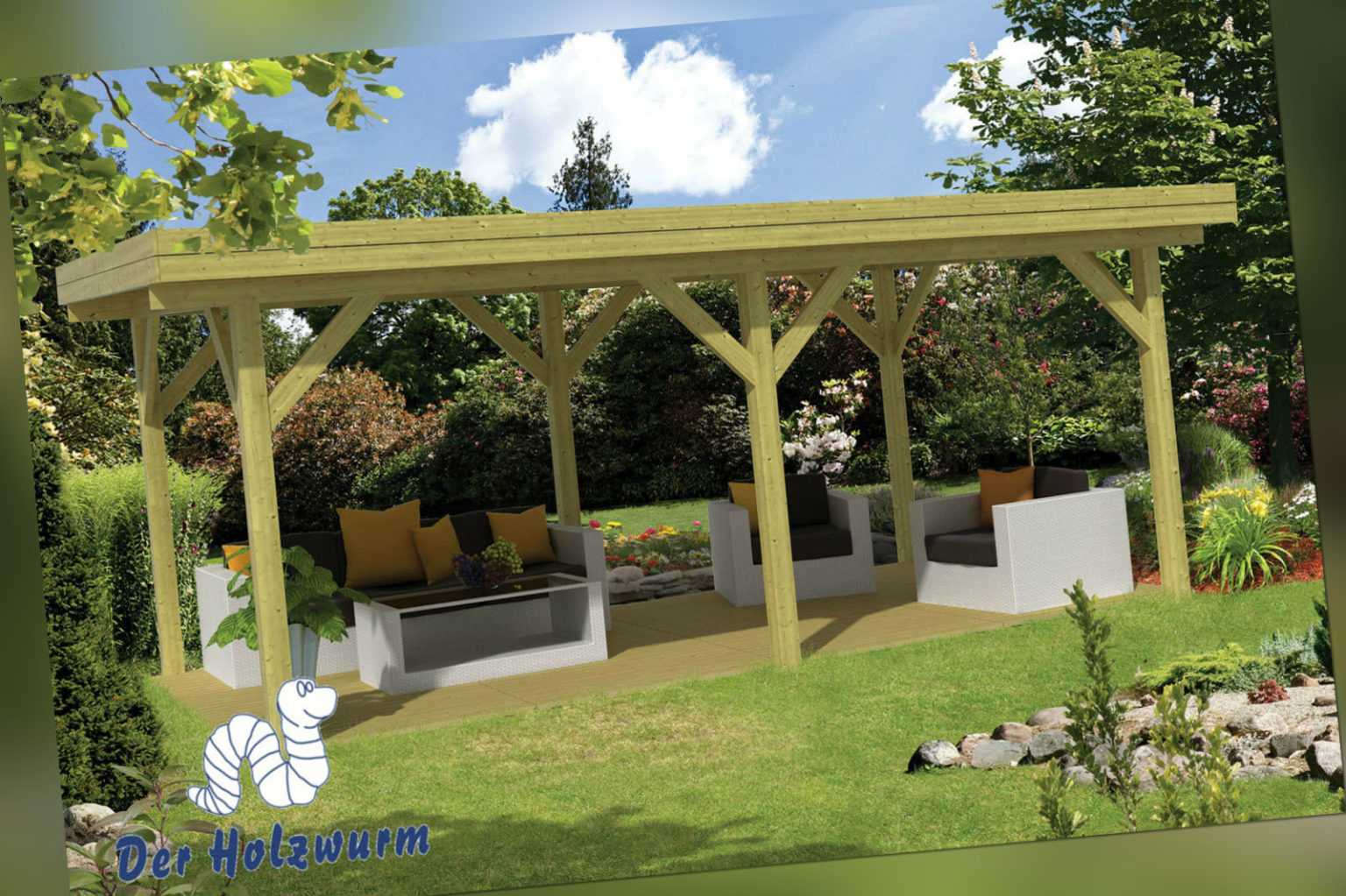 Pavillon Modern Excellent Gartenlaube 590 x 340 cm Pfostenstärke 11,5 x 11,5 cm