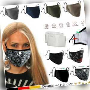 ⭐Mund Nasen Maske waschbar Baumwolle +2 Mundschutz Filter 5-Schichten für Maske⭐