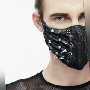 Unisex Kunstleder Biker-Maske mit Killernieten Black Punk Gothic Mask