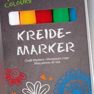 Kreidemarker-Set, folia, fresh colours, Kreidestift, weiß, gelb, rot, blau, grün