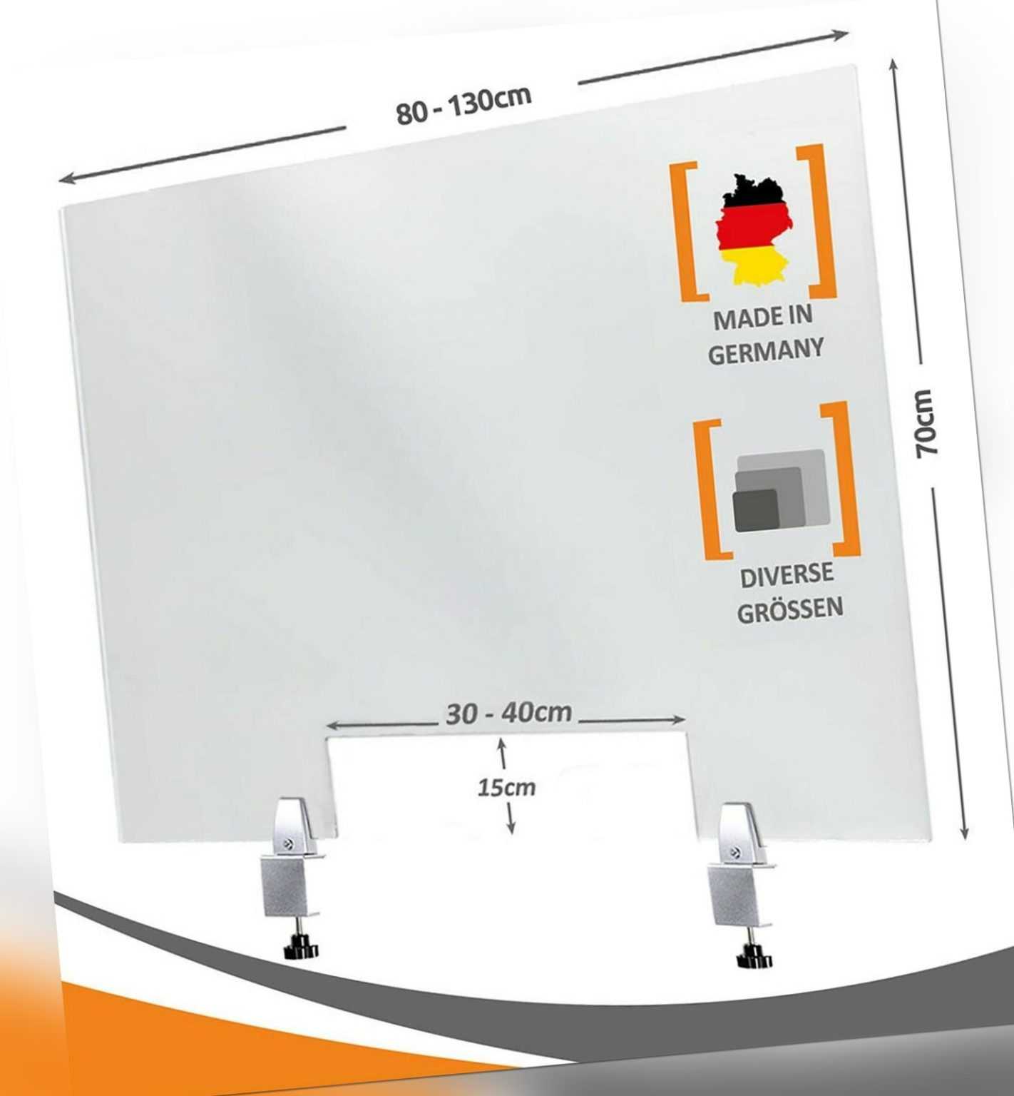 Trennwand Schreibtisch Spuckschutz Aufsteller Acrylglas 5mm standfest Plexiglas