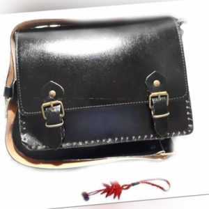 tracolla pelle borsa nera vero cuoio artigianale qualita' 29x21 cm  larga cm 7