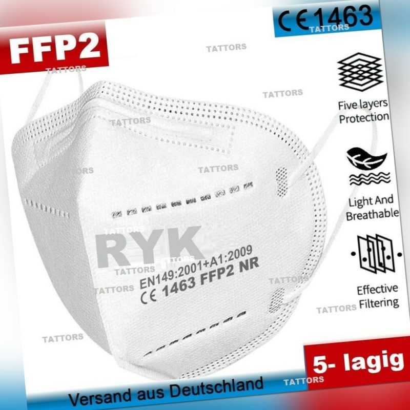 1-20 FFP2 NR KN95 CE1463 Masken Mundschutz Atemschutz DEKRA Zertifiziert 5 lagig