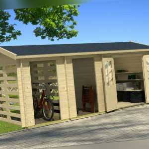Gartenhaus Hokkaido Blockhaus Gerätehaus Holzhaus Schuppen 570 x 270 cm 28 mm