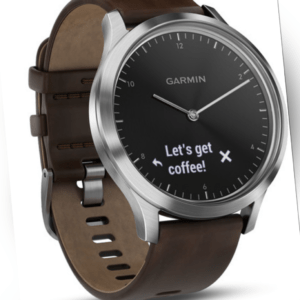 Garmin Vivomove HR Premium Schwarz/Silber Lederband Smartwatch Fitness Tracker