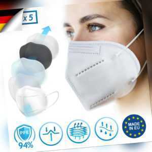 Virshields® 5 x FFP2 Schutz Maske Atemschutz Mundschutz CE Zertifiziert 5 lagig