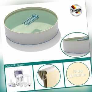 Rundpool d 3,50 x 1,20 m Folie 0,8mm sandfarben & 0,6mm Stahlwand Skimmer - Pool