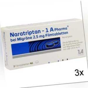 3x NARATRIPTAN-1A Pharma bei Migräne 2,5 mg Filmtabl. 2 St PZN: 9322478