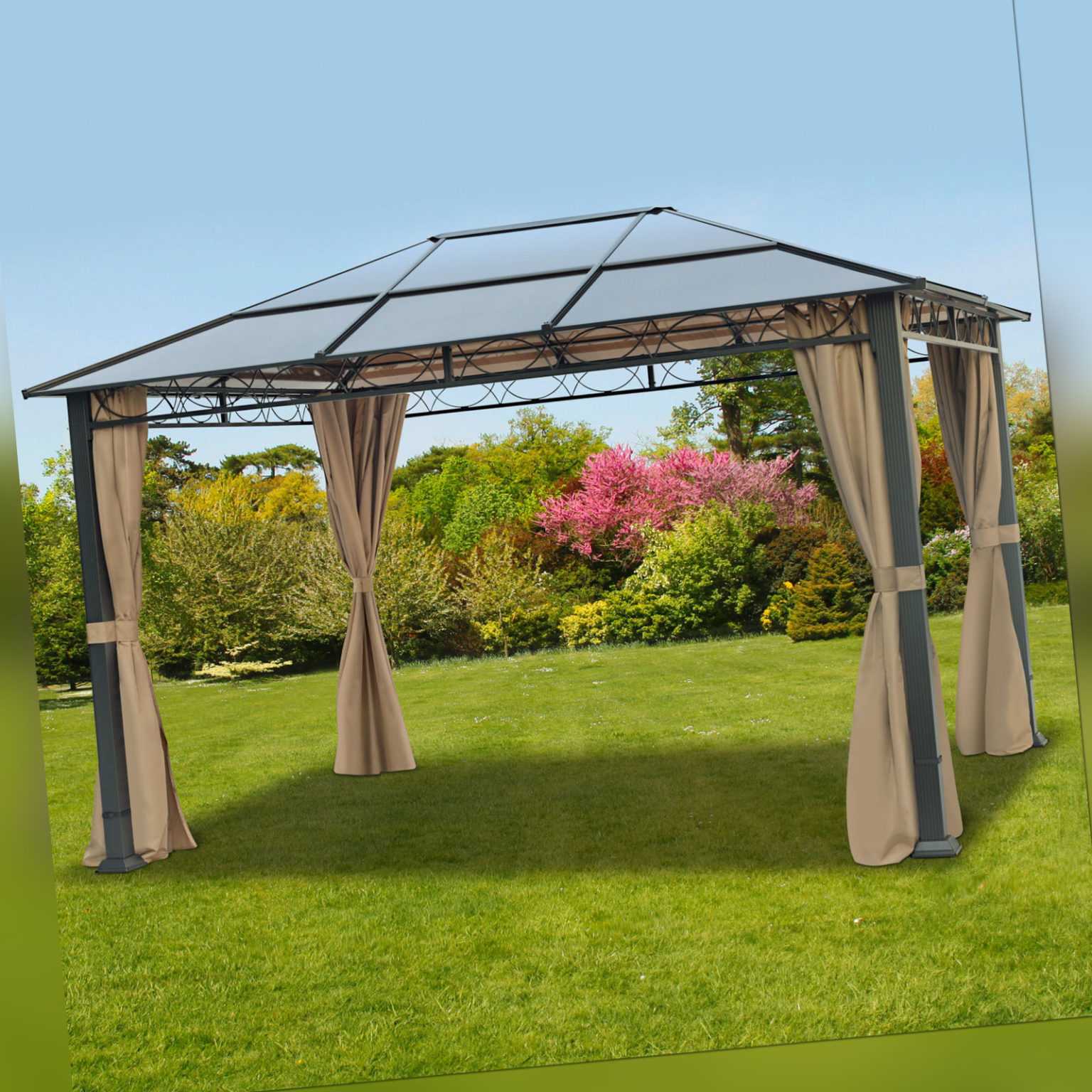 Gartenpavillon 3x4m Pavillon festes Polycarbonatdach Pergola Partyzelt Aluminium