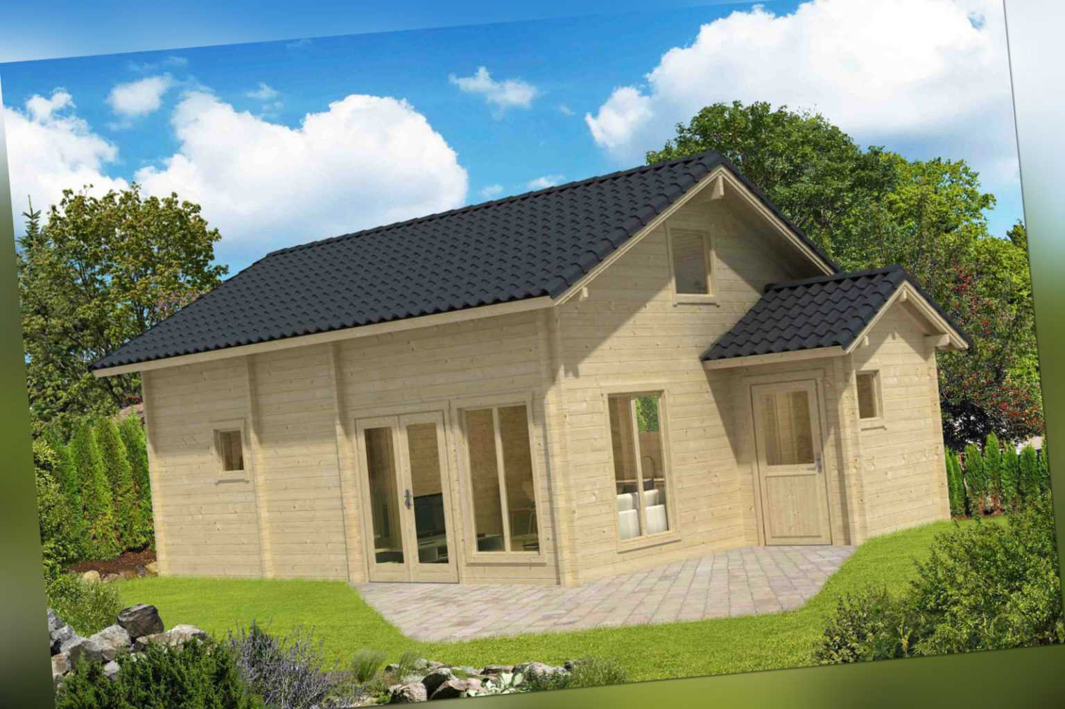 70 mm Ferienhaus Ceylon 760x560cm + Terrasse Gartenhaus Blockhaus Holzhaus Neu