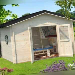 34 mm Gartenhaus Tina 2 ca. 380x320 cm Metalldach Blockhaus Gerätehaus Holzhaus
