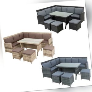 Polyrattan Essgruppe 20tlg Lounge Möbel Sofa Gartenset Gartengarnitur Sitzgruppe