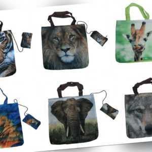 1 Einkaufstasche Wildtiere Einkaufstaschen Falttaschen Stofftasche Stofftaschen